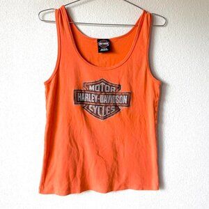 Harley Davidson Motorcycles Made in USA Orange Tank Top Women's XXL